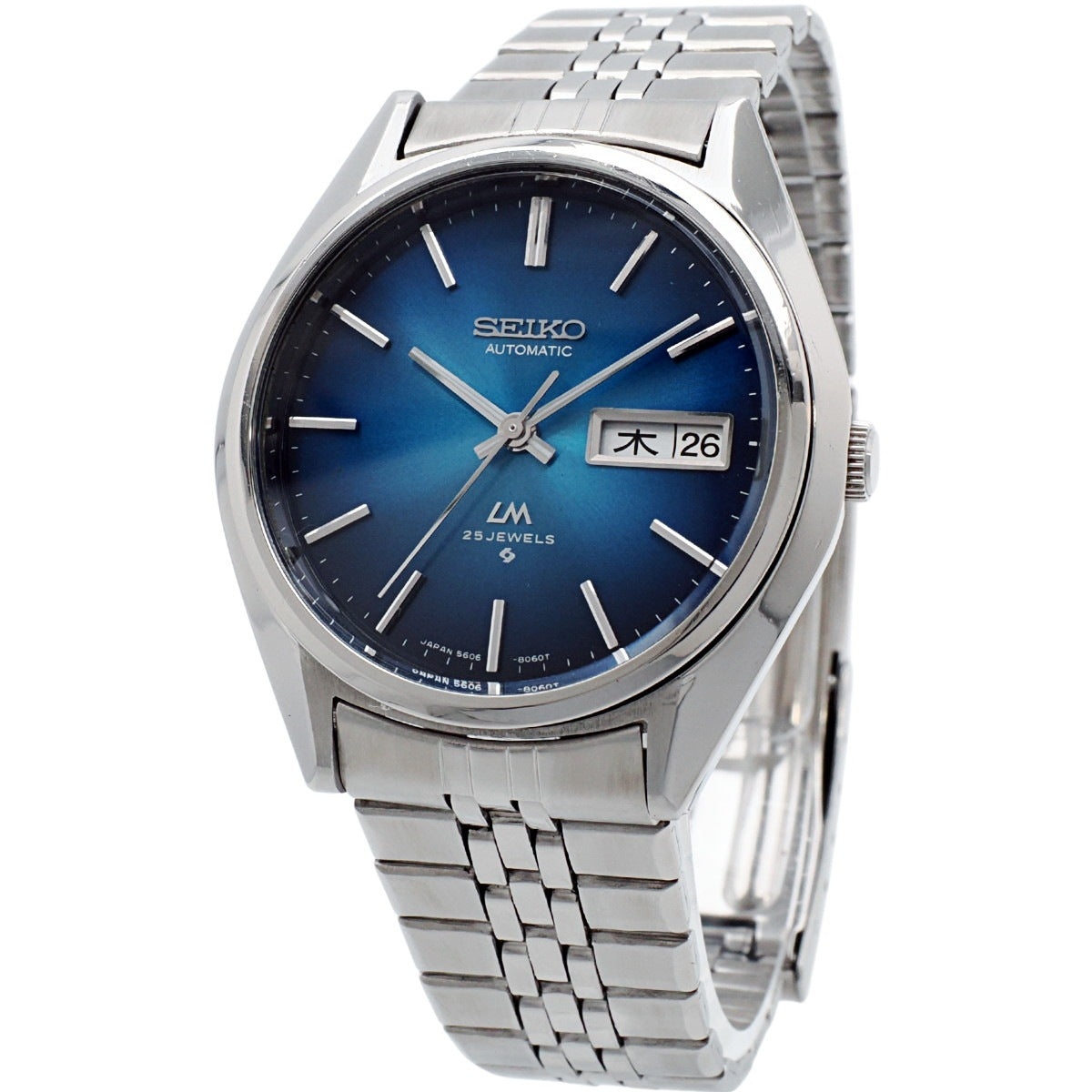稼働 SEIKO 腕時計メンズ 自動巻LM ロードマチック 5606-8030 セイコー ロードマチック 5606-8030 ブルー文字盤 スクリューバック