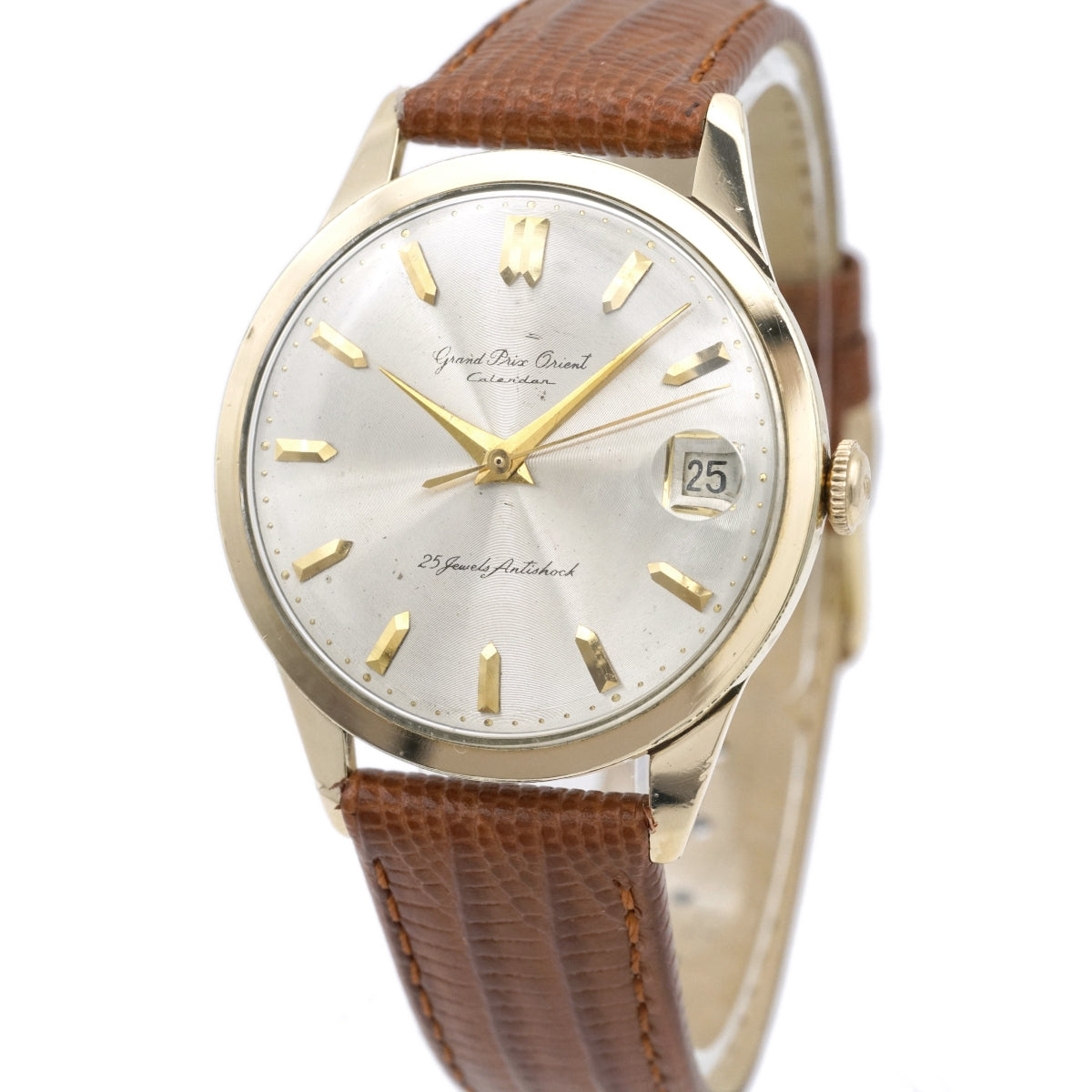 グランプリオリエント カレンダー S84063 14金張り 25石手巻 OH済 1961