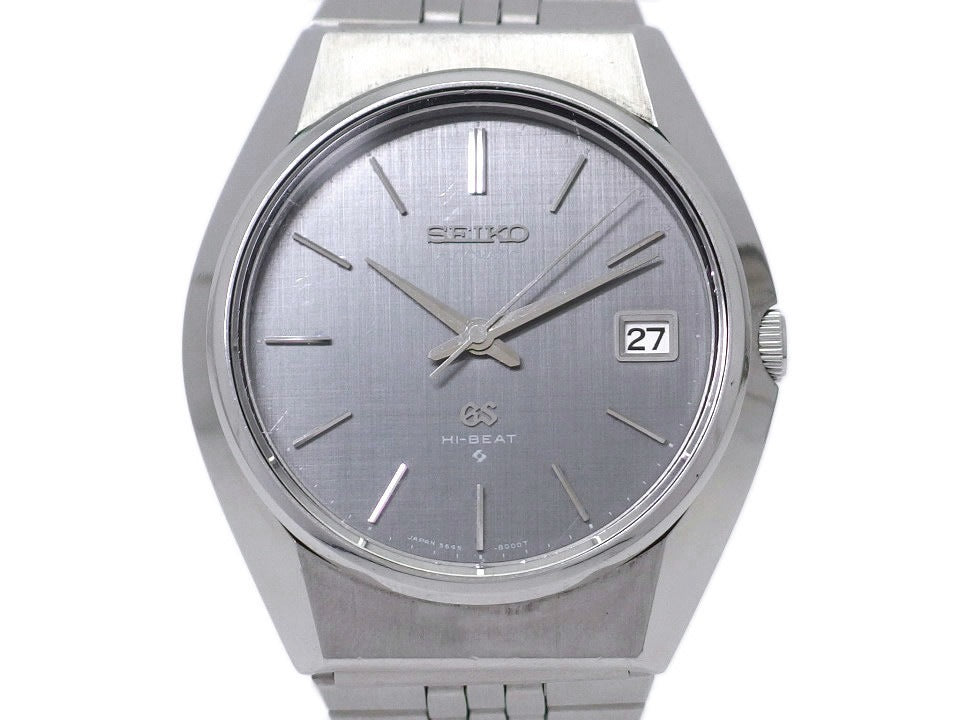 グランドセイコー 5645-8000 GSブレスレット 格子柄 グレー文字盤 自動巻 OH済 昭和46年製 Seiko