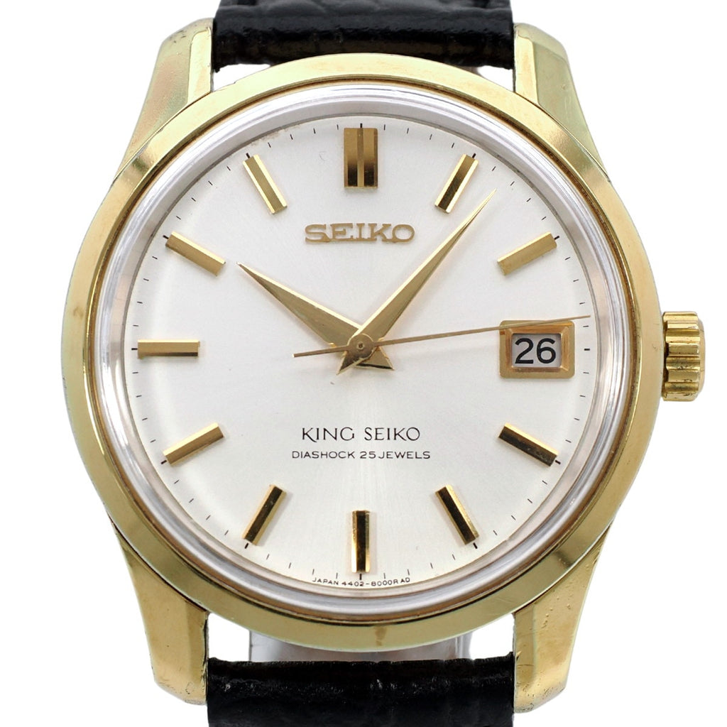 キングセイコー 4402-8000 金メッキ 44KSデイト 前期型 盾メダリオン SEIKO尾錠 手巻 OH済 昭和41年/1966年製 Seiko