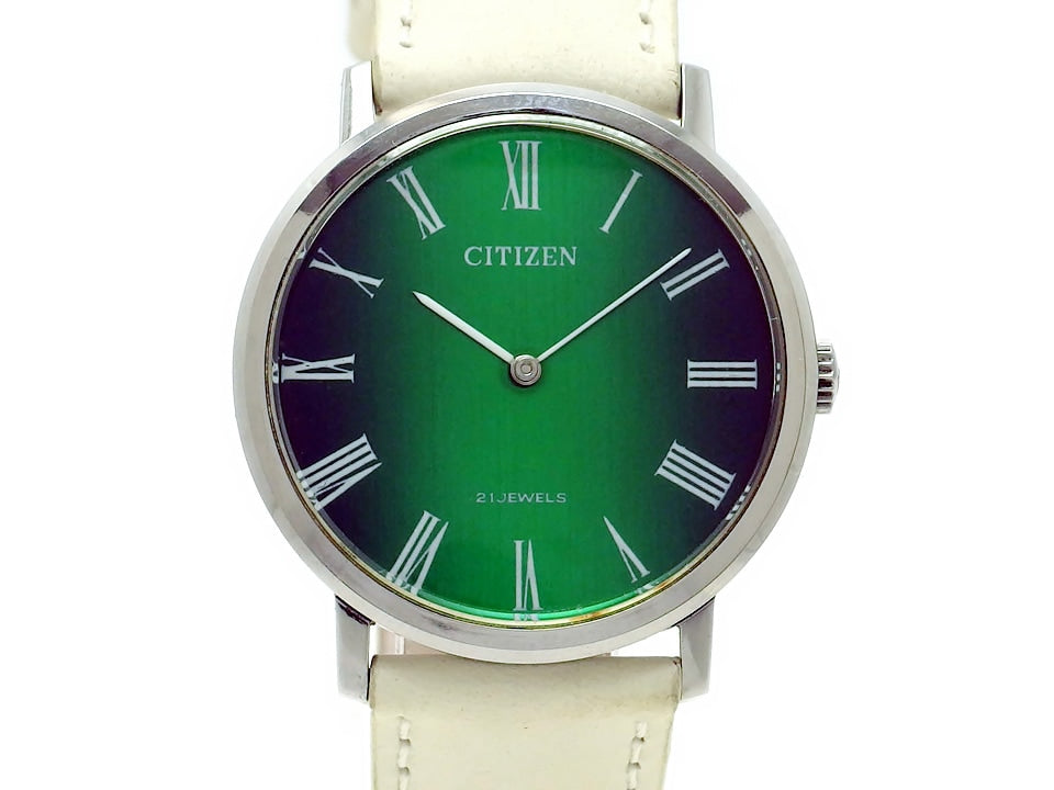 シチズン 2針 34mm 4-012836-K 緑文字盤 21石 手巻 昭和48年製