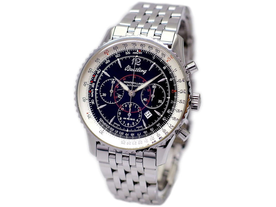 [Rare Item] Breitling Navitimer Montbrillant A41030 Black Dial 38 Jewels Automatic Winding Overhauled Circa 1999 USED