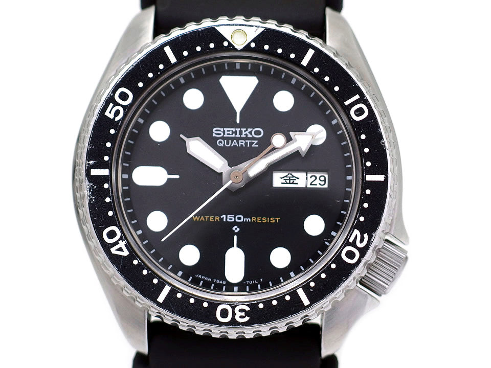 セイコー ダイバー 150m 7548-7000 黒文字盤 クオーツ OH済 昭和57年/1982年製 Seiko