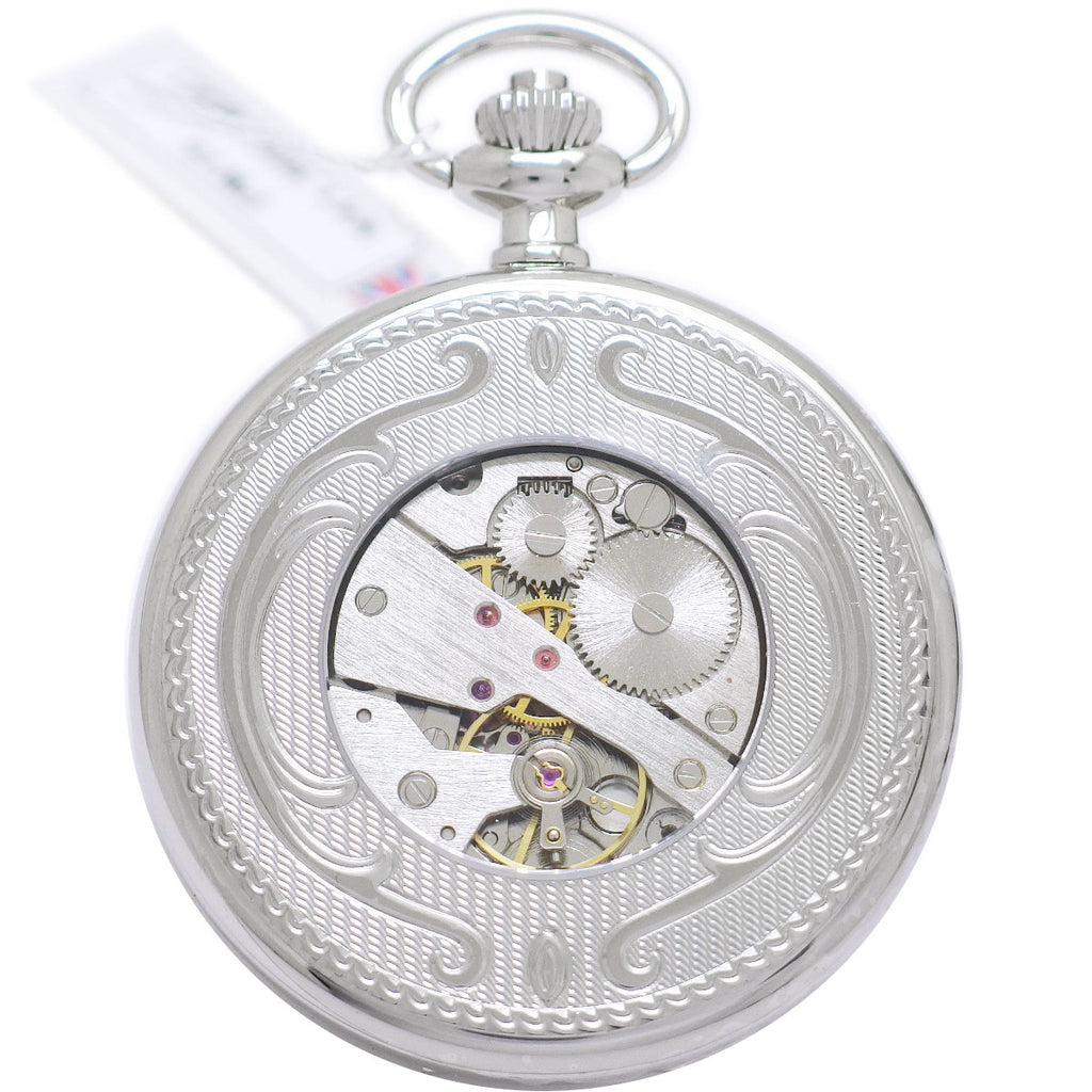 【新品】ラポート 懐中時計 PW15 ハンターケース バックスケルトン 手巻