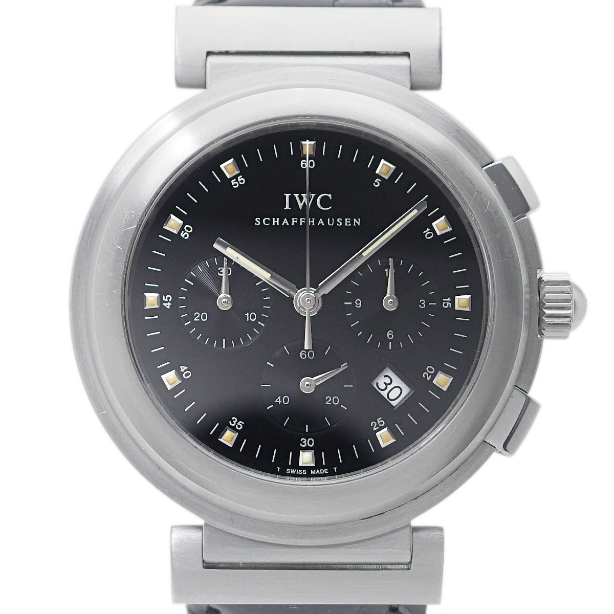 IWC ダ・ヴィンチ SL IW3728 クロノグラフ ブラック文字盤 純正尾錠 クオーツ OH済 1997年製 USED