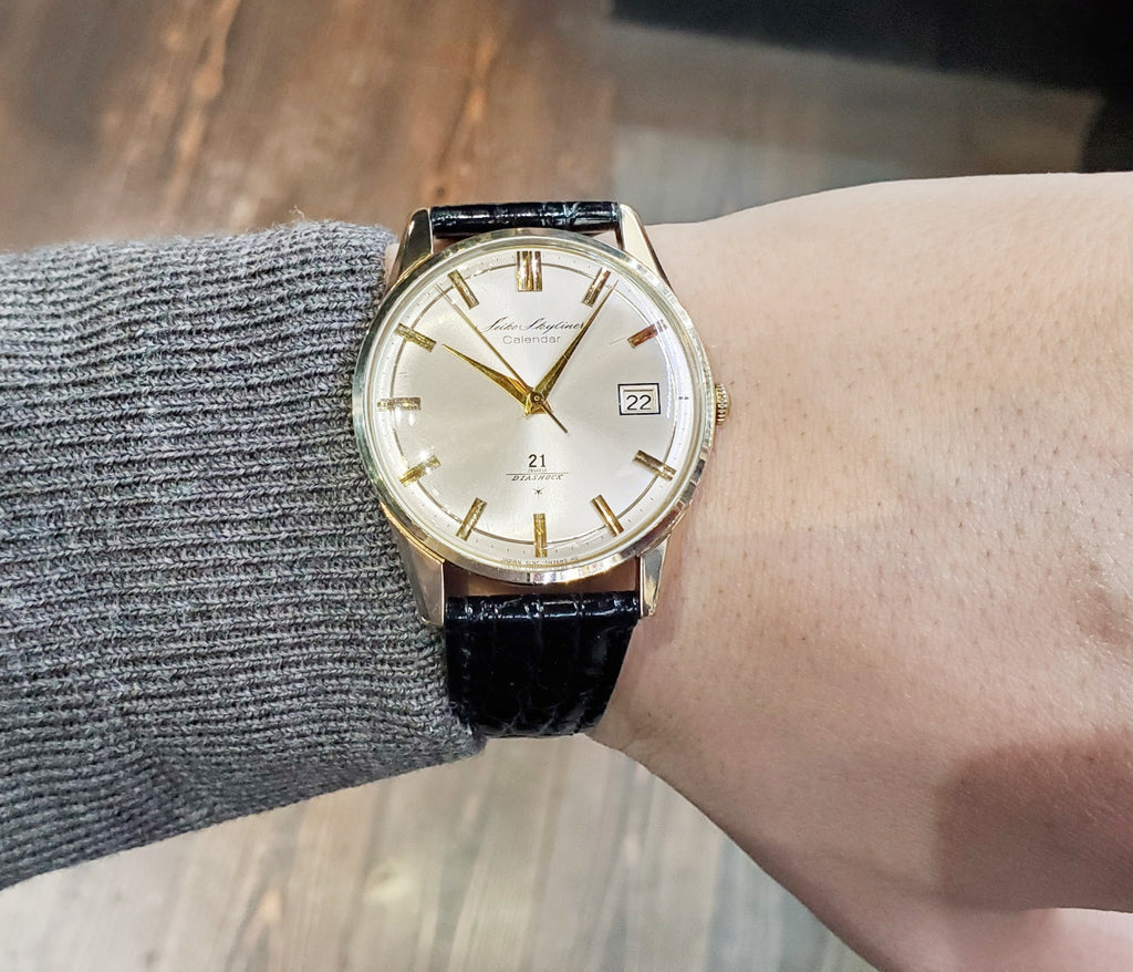 セイコー スカイライナーカレンダー J15019 金メッキ Cal.956 21石 手巻 OH済 昭和38年/1963年製 Seiko