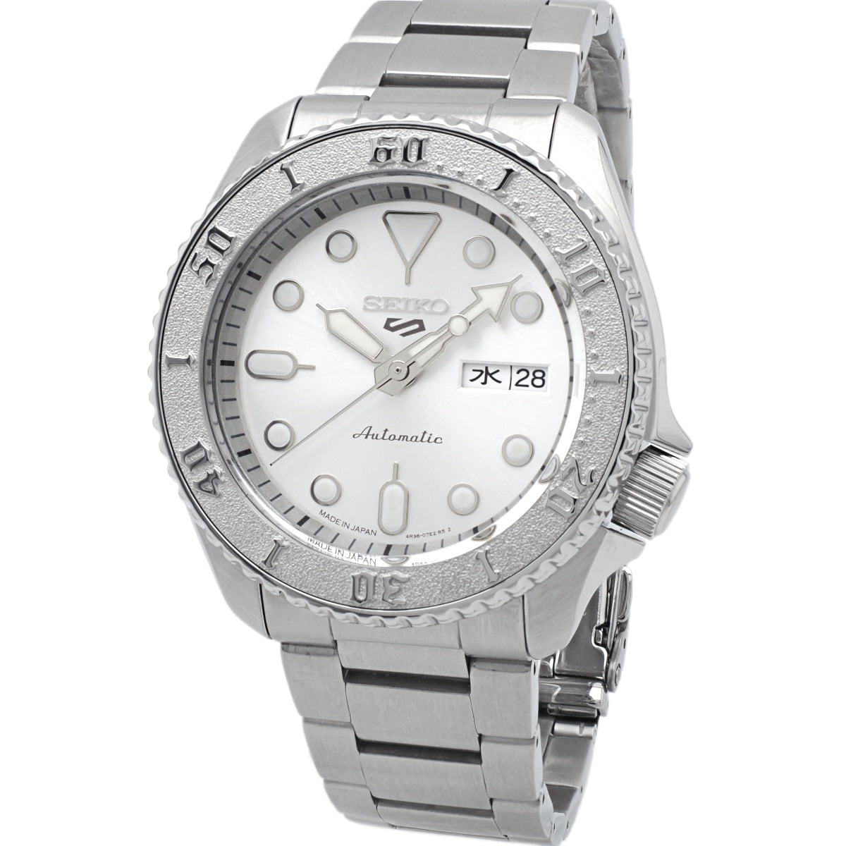 セイコー ５スポーツ メカニカル シルバー SBSA063 日本製 4R36-08E0 漢字/英語 自動巻 USED Seiko