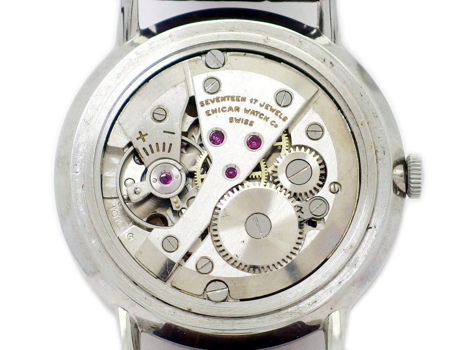 エニカ ウルトラソニック 1010 彫刻インデックス 純正リューズ Cal.AR1010 17石手巻 OH済 1960年代