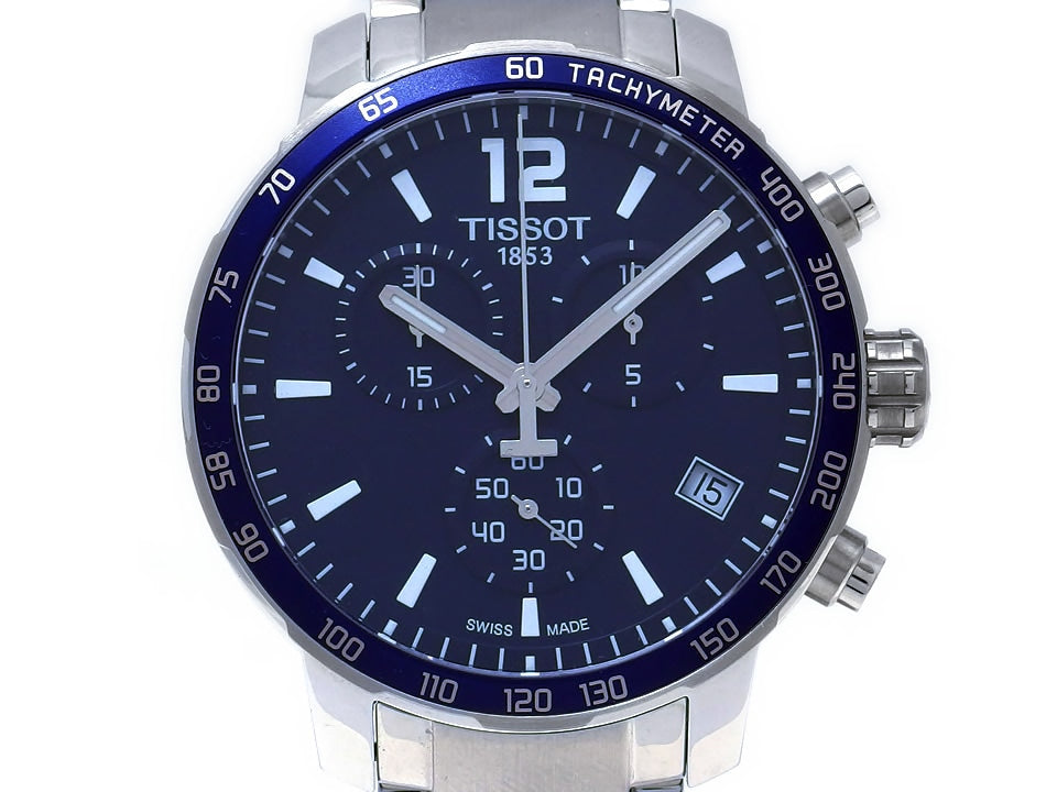 ティソ クイックスター クロノグラフ ネイビー T095417A クオーツ USED　TISSOT