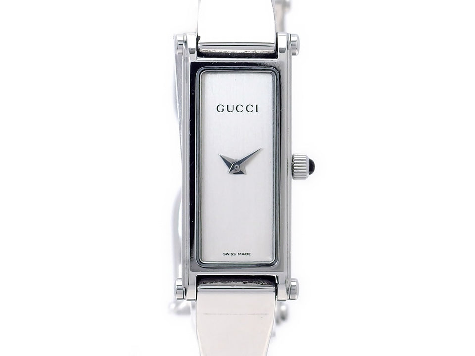 グッチ 1500L レディース バングルウォッチ シルバー文字盤 クオーツ USED　Gucci