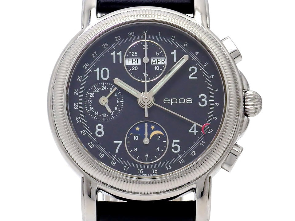 エポス クロノグラフ 3214 トリプルカレンダー ムーンフェイズ バルジュー7751 自動巻 OH済 USED