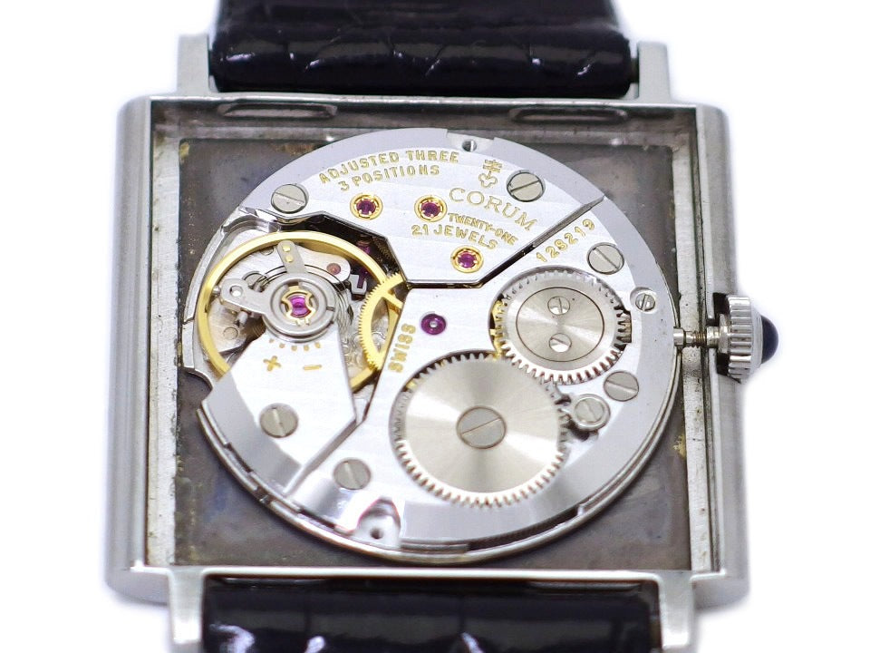 コルム スクエア Ref.57155 グレー文字盤 箱・純正尾錠付き 21石 Cal.7001 手巻き OH済 1970年代