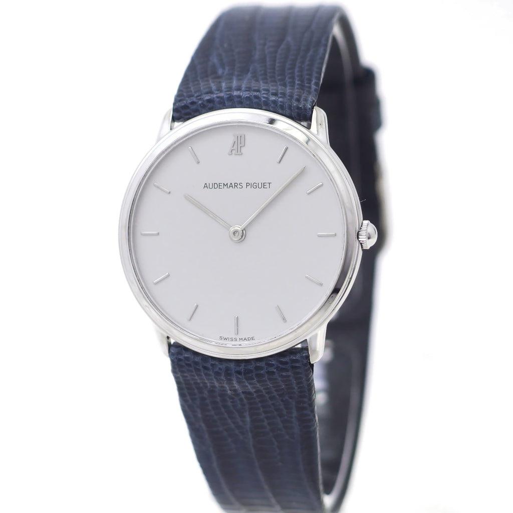オーデマピゲ 18金ホワイトゴールド ラウンドケース 31mm メンズ 純正金尾錠 クオーツ USED Audemars Piguet