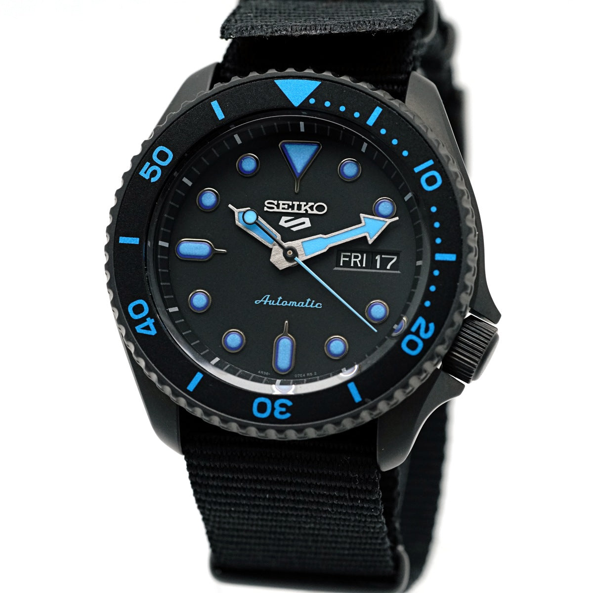 セイコー ５スポーツ オートマチック SRPD81 ブラック×ブルー 逆輸入 4R36-07G0 自動巻 USED Seiko