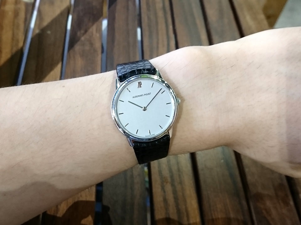 オーデマピゲ 18KWG Cal.2612 8石 ラウンド 2針 クオーツ メンズ USED Audemars Piguet