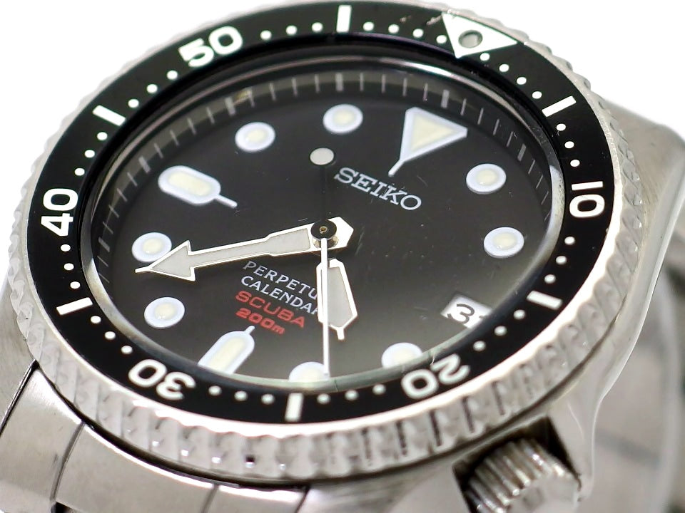 セイコー ダイバー SCUBA 200m 8F35-00A0 純正ブレスレット パーペチュアルカレンダー クオーツ USED Seiko