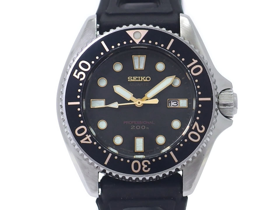 セイコー ダイバー 200m レディース 2A22-0170 黒文字盤 クオーツ 1985年製 USED Seiko