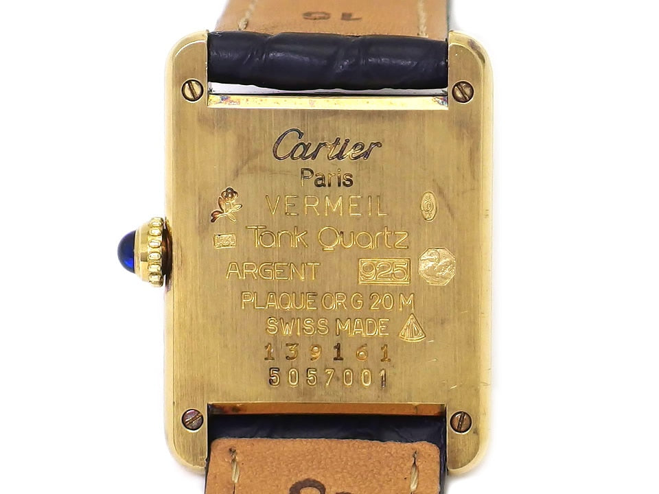 カルティエ マストタンク ヴェルメイユ Ref.5057001 レディース トリニティ文字盤 純正Dバックル OH済 クォーツ USED