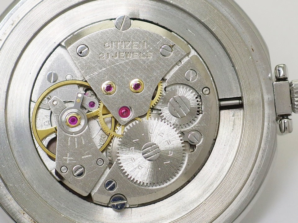 シチズン 懐中時計 4-02042-K アラビアインデックス 黒針 Cal.0201 21石 手巻 OH済 昭和46年/1971年製