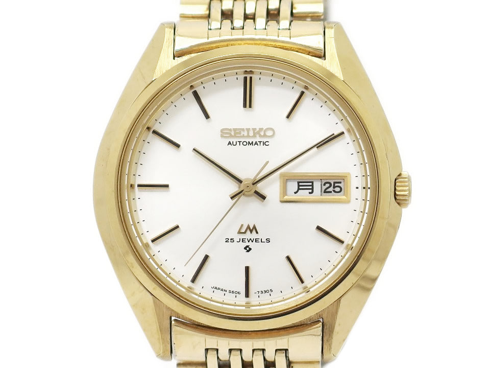 セイコー ロードマチック 5606-7190 ワンピースケース 金メッキ 純正ブレスレット 自動巻 OH済 昭和49年/1974年製