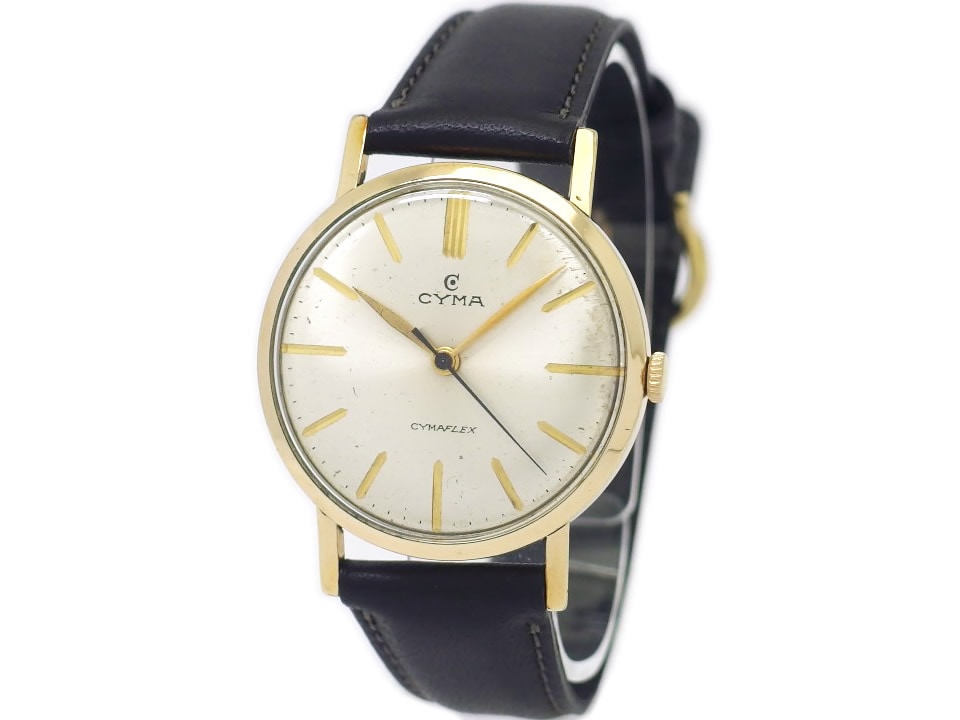 シーマ CYMAFLEX 金張りケース 新品風防 Cal.R459 17石 手巻 OH済 1950年代 Cyma