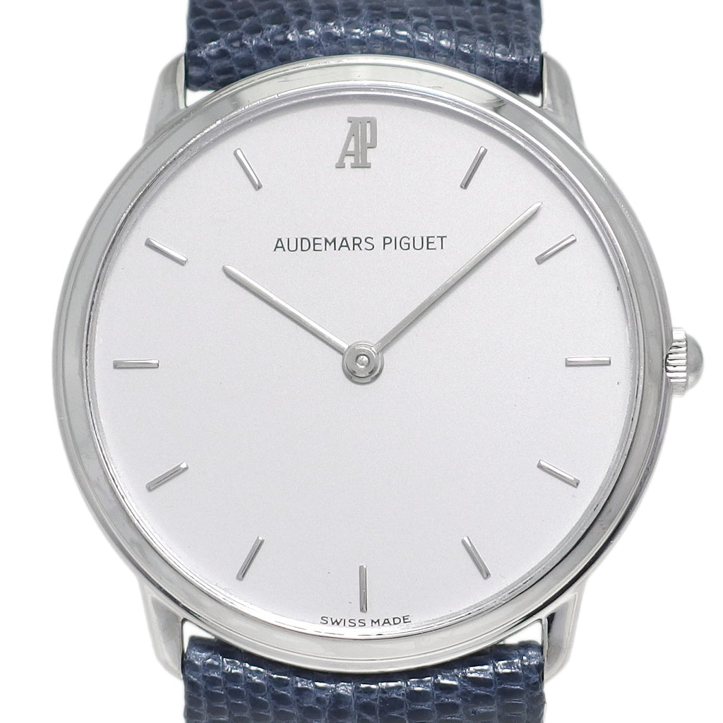 オーデマピゲ 18金ホワイトゴールド ラウンドケース 31mm メンズ 純正金尾錠 クオーツ USED Audemars Piguet