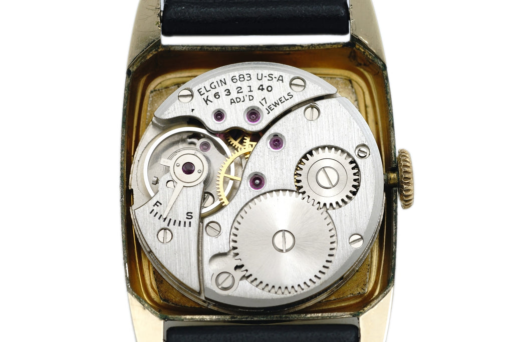 Elgin Ref. 6736, USA-made, gold-plated, domed crystal, Cal. 683, manual wind, O/H, circa 1954