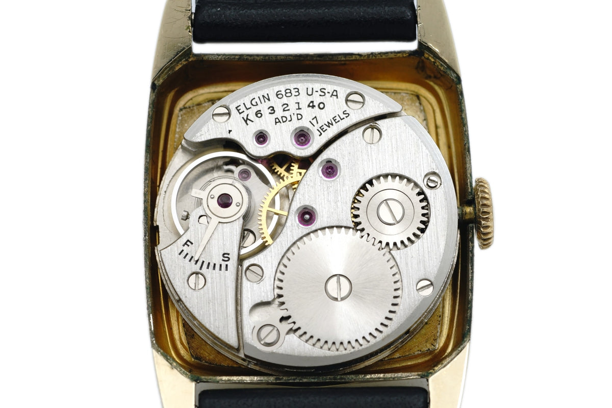 Elgin Ref. 6736, USA-made, gold-plated, domed crystal, Cal. 683, manual wind, O/H, circa 1954