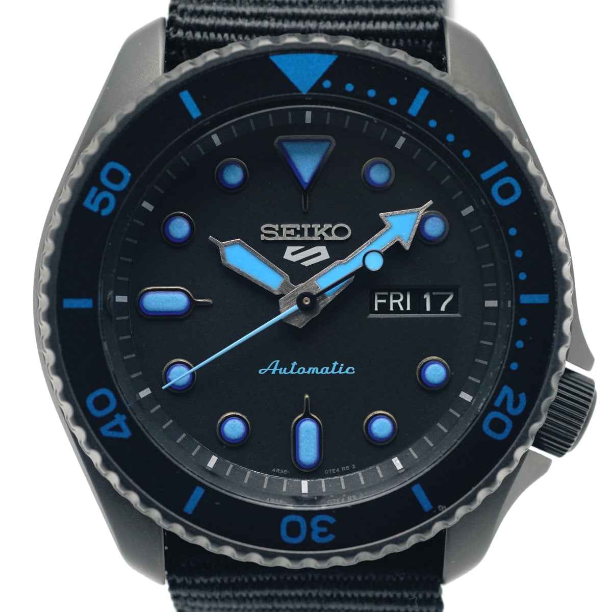 セイコー ５スポーツ オートマチック SRPD81 ブラック×ブルー 逆輸入 4R36-07G0 自動巻 USED Seiko