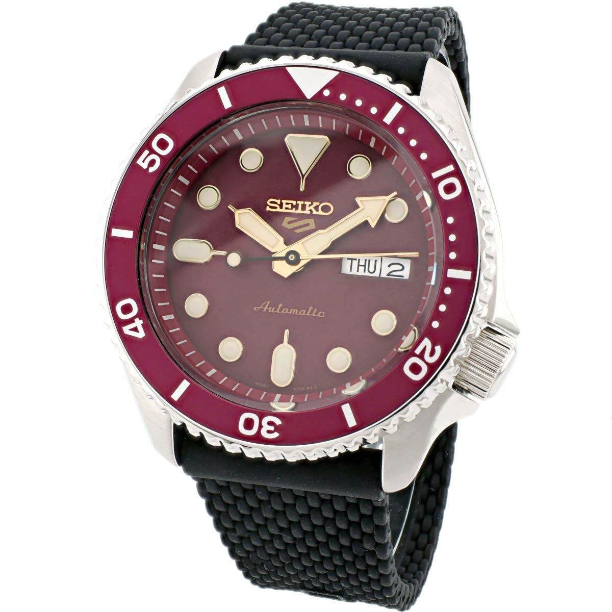 セイコー ５スポーツ メカニカル ワインレッド文字盤 4R36-07G0 自動巻 USED Seiko