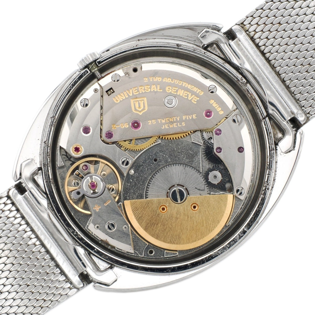 ユニバーサルジュネーブ ホワイトシャドウ Ref.866101 純正メッシュブレス Cal.2-66 自動巻 OH済 1970年代