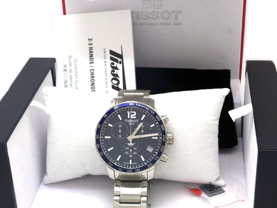 ティソ クイックスター クロノグラフ ネイビー T095417A クオーツ USED　TISSOT