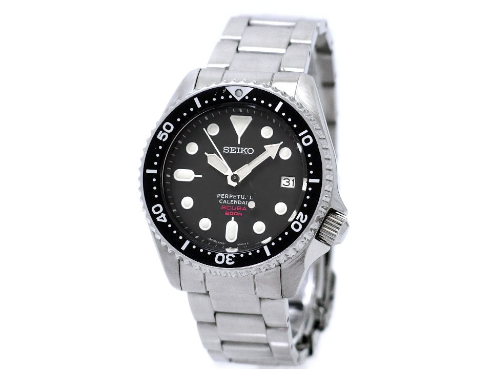 セイコー ダイバー SCUBA 200m 8F35-00A0 純正ブレスレット パーペチュアルカレンダー クオーツ USED Seiko