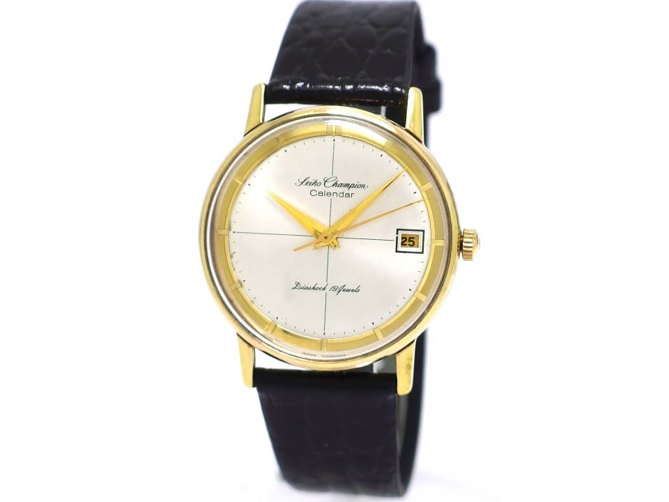 セイコー チャンピオン カレンダー  15032E 金メッキケース 19石 手巻 OH済 昭和37年/1962年製 Seiko