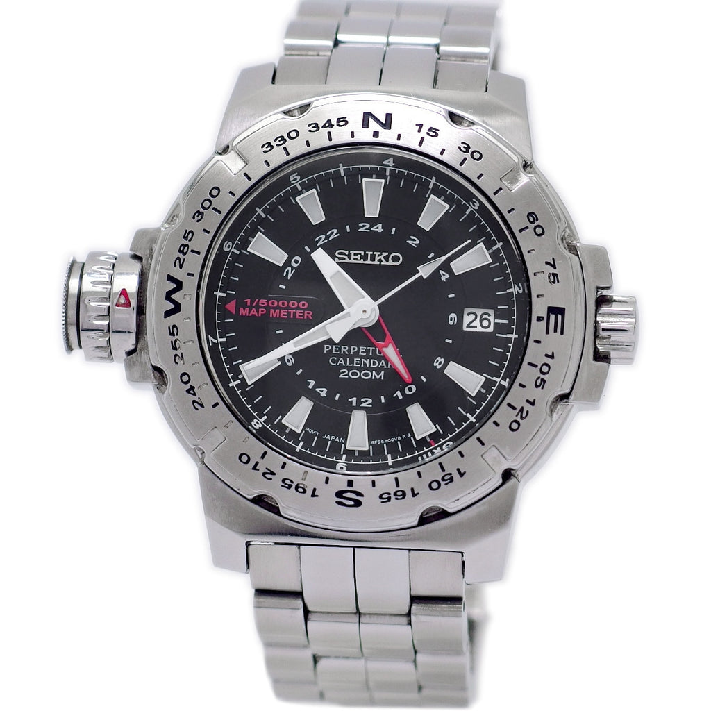 セイコー パーペチュアルカレンダー GMT マップメーター 8F56-00L0 クオーツ USED Seiko