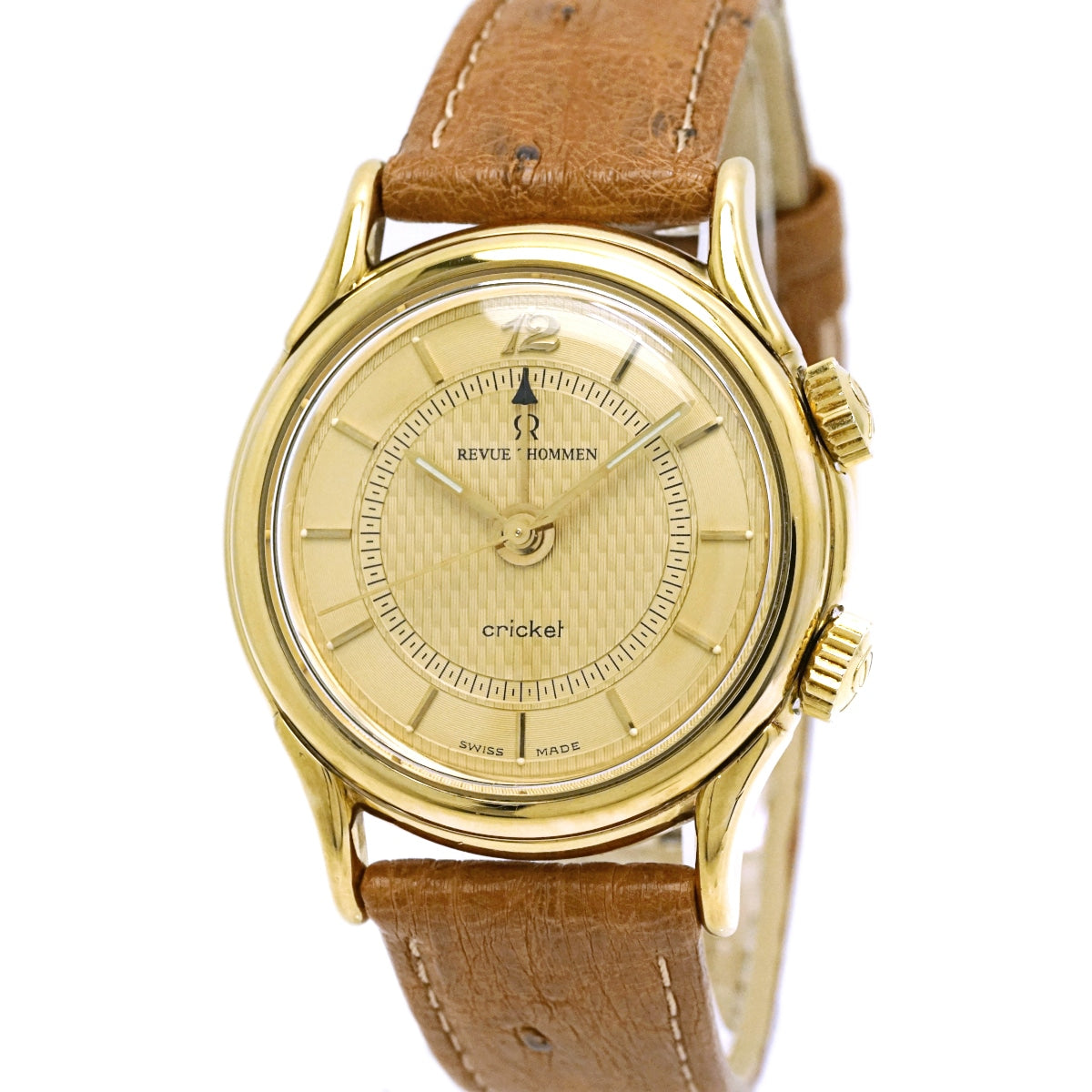 Revue Thommen Cricket 7922001 Gold-Plated with Alarm Function, Cal. AS1930, 17 Jewels, Manual-Wind, Serviced, Pre-owned