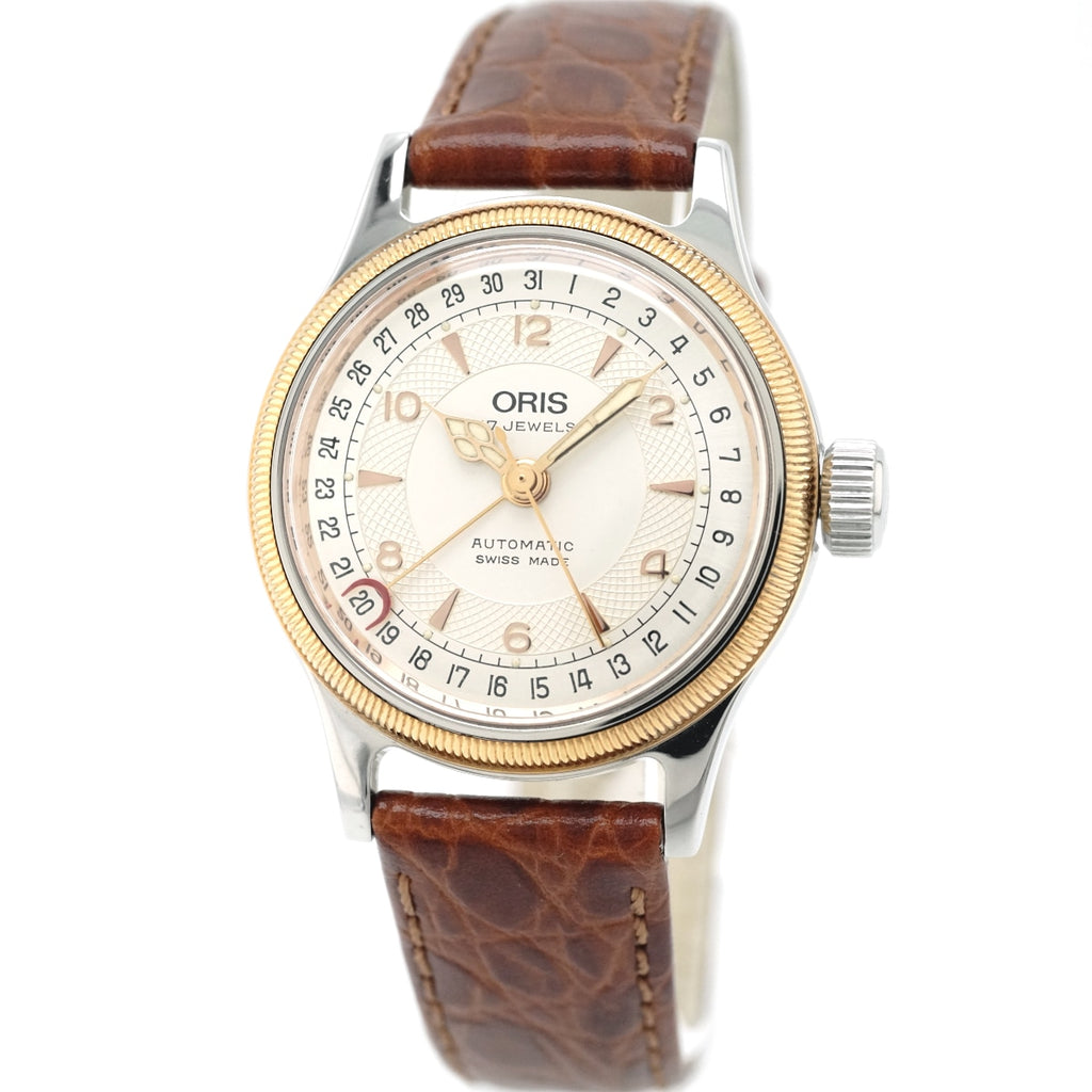 オリス ビッグクラウン ポインターデイト レディース 32mm 574 7400B 裏スケルトン ETA2688 17石 自動巻 OH済 USED