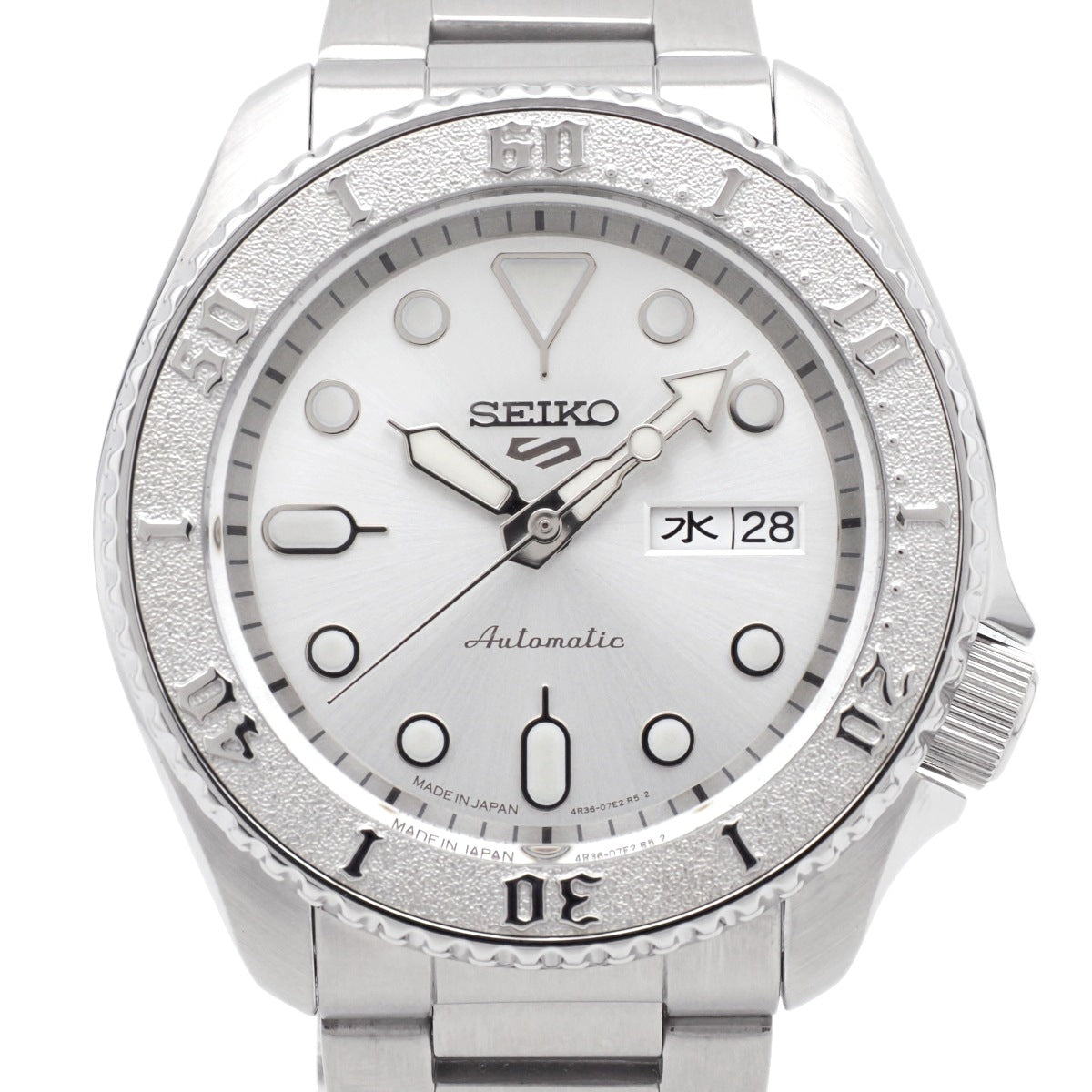セイコー ５スポーツ メカニカル シルバー SBSA063 日本製 4R36-08E0 漢字/英語 自動巻 USED Seiko