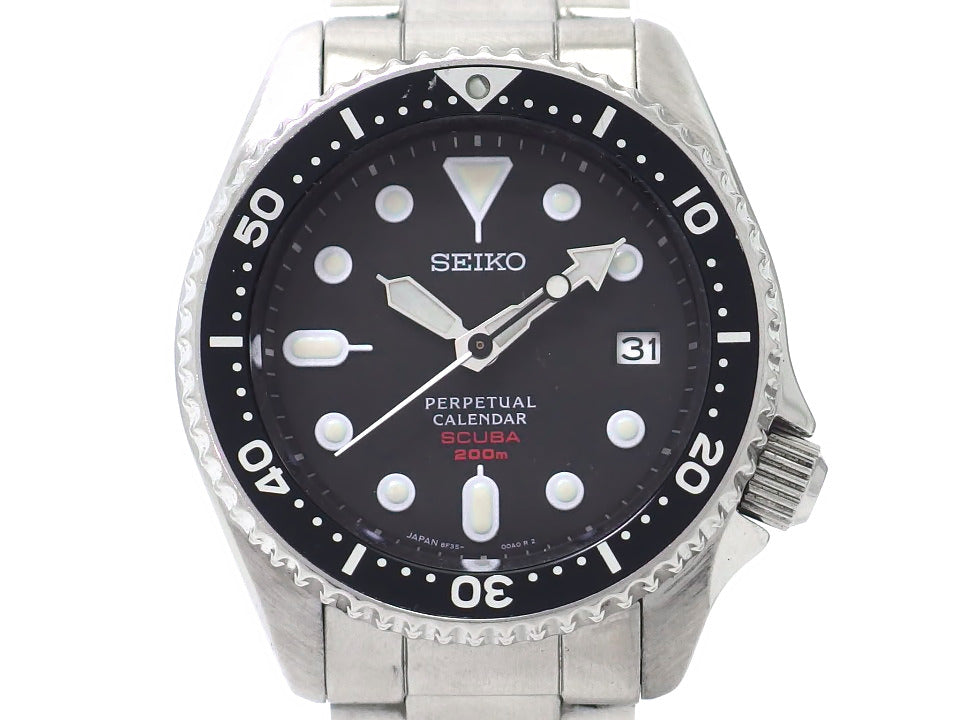 セイコー ダイバー SCUBA 200m 8F35-00A0 純正ブレスレット パーペチュアルカレンダー クオーツ USED Seiko
