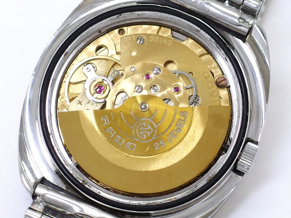 ラドー ダイヤスター１ 超硬ケース ９面カットガラス 純正ブレスレット Cal.AS1858 25石 自動巻 OH済 1970年代