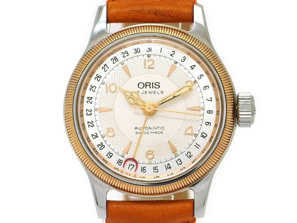 オリス ビッグクラウン ポインターデイト レディース 32mm 574 7400B 裏スケルトン ETA2688 17石 自動巻 OH済 USED
