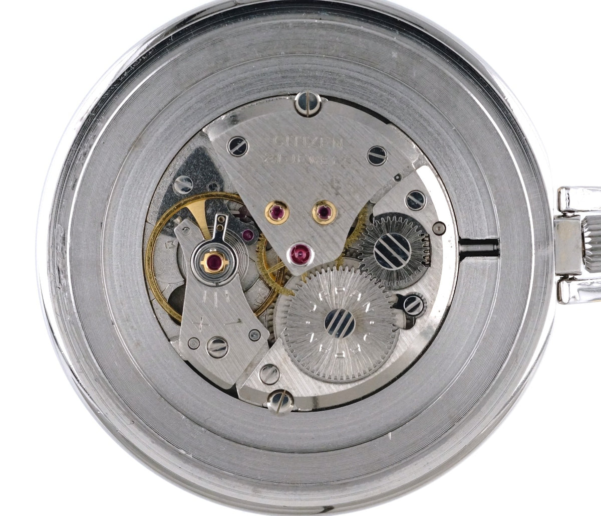 Citizen Pocket Watch 4-020421-K Arabic Numerals Black Hands Cal.0201 21 Jewels Manual Winding Overhauled Made in 1972