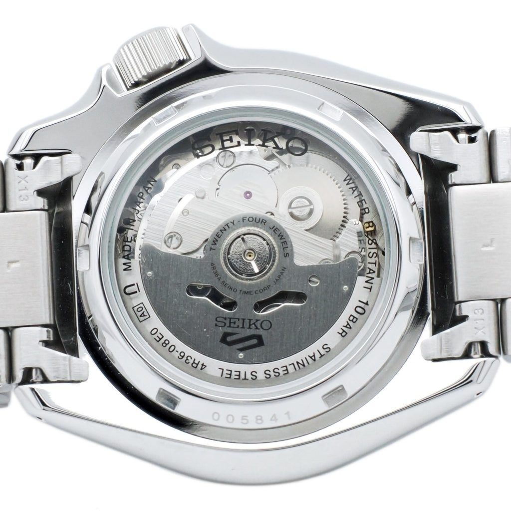 セイコー ５スポーツ メカニカル シルバー SBSA063 日本製 4R36-08E0 漢字/英語 自動巻 USED Seiko