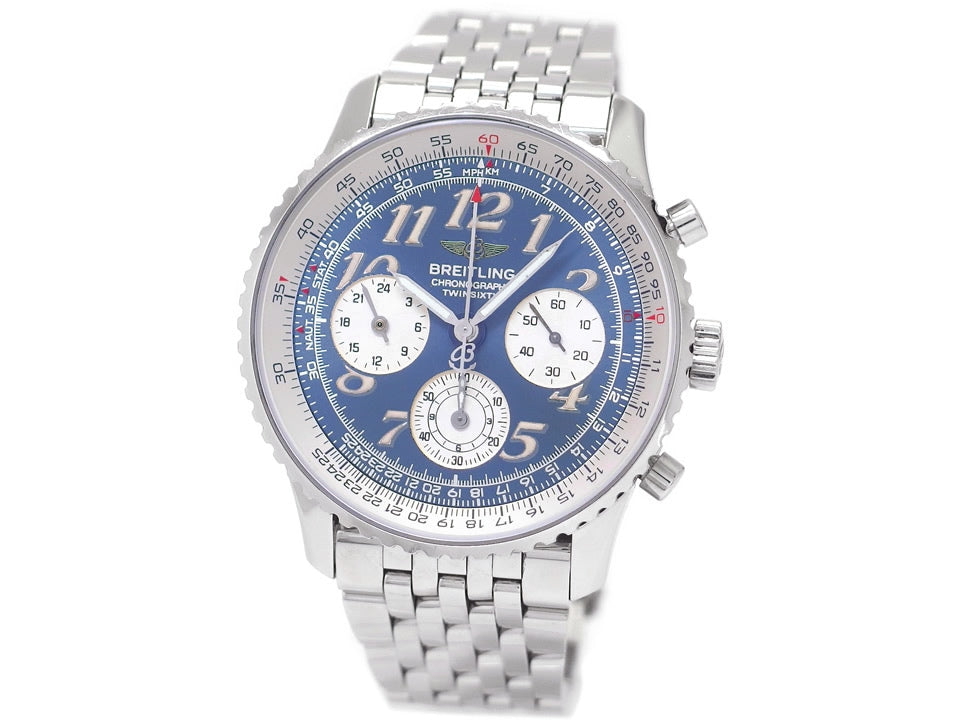 Breitling Navitimer Twin Sixty 2 A39022.1 Blue Dial Automatic Movement Overhauled 1999 USED