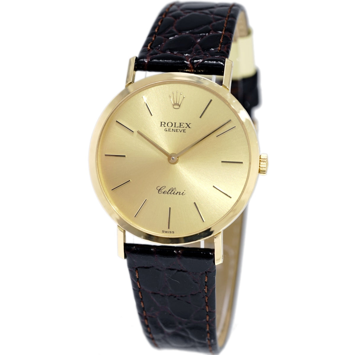 ROLEX Cellini Men's Ref. 4112 18K Solid Gold Original Buckle Cal. 1601 19 Jewels Hand-Wound Overhauled Made in 1981 Rolex