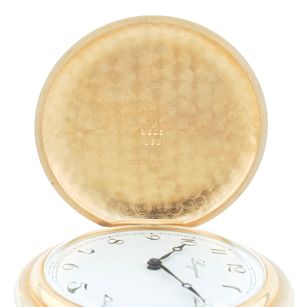 Longines Pocket Watch 5108 Hunter Case Gold Plated Case With Box and Papers Cal.L878.4 Manual Winding Overhauled Purchased Circa 1984