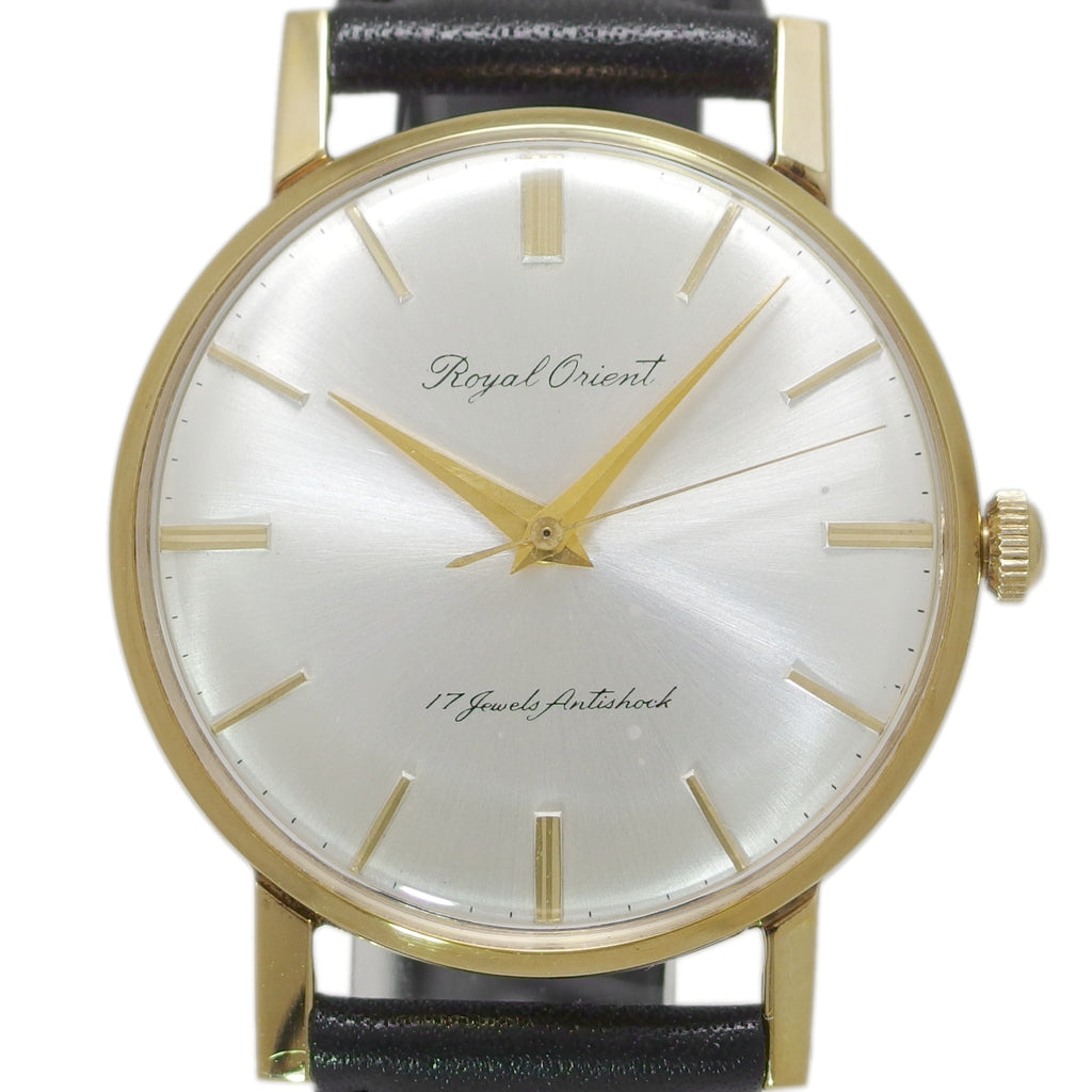 ロイヤルオリエント 金張りケース/ステンレス裏蓋 純正ベルト・尾錠付き 17石 手巻 OH済 1960年代