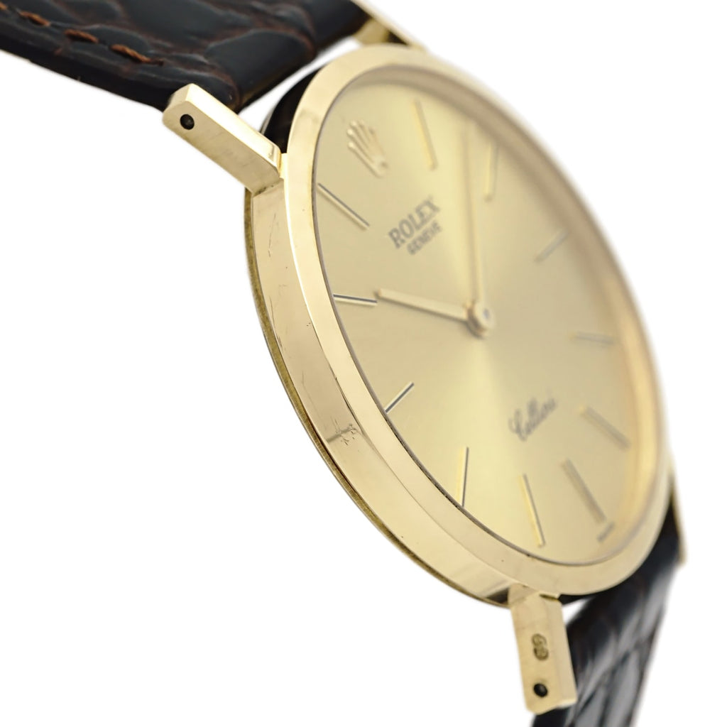 ROLEX Cellini Men's Ref. 4112 18K Solid Gold Original Buckle Cal. 1601 19 Jewels Hand-Wound Overhauled Made in 1981 Rolex