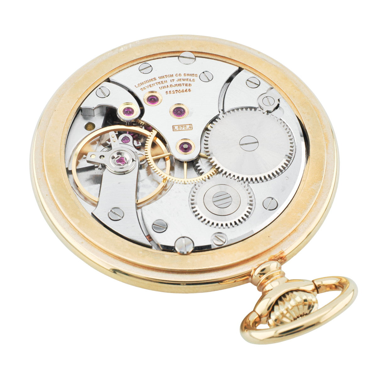 Longines Pocket Watch 5108 Hunter Case Gold Plated Case With Box and Papers Cal.L878.4 Manual Winding Overhauled Purchased Circa 1984