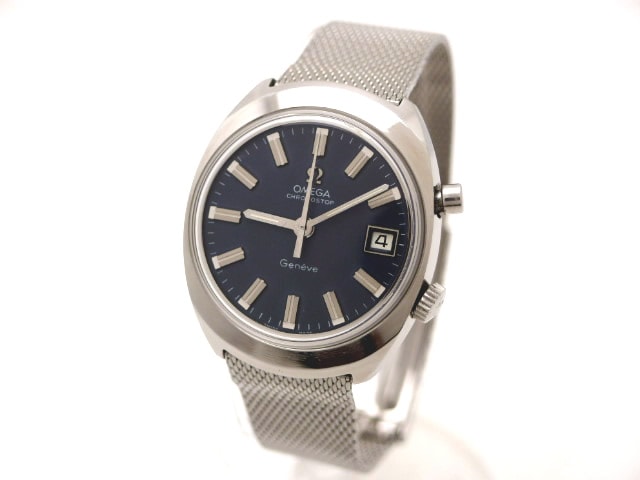 オメガ ジュネーブ クロノストップ 青ダイヤル Cal.920 手巻 OH済 USED　